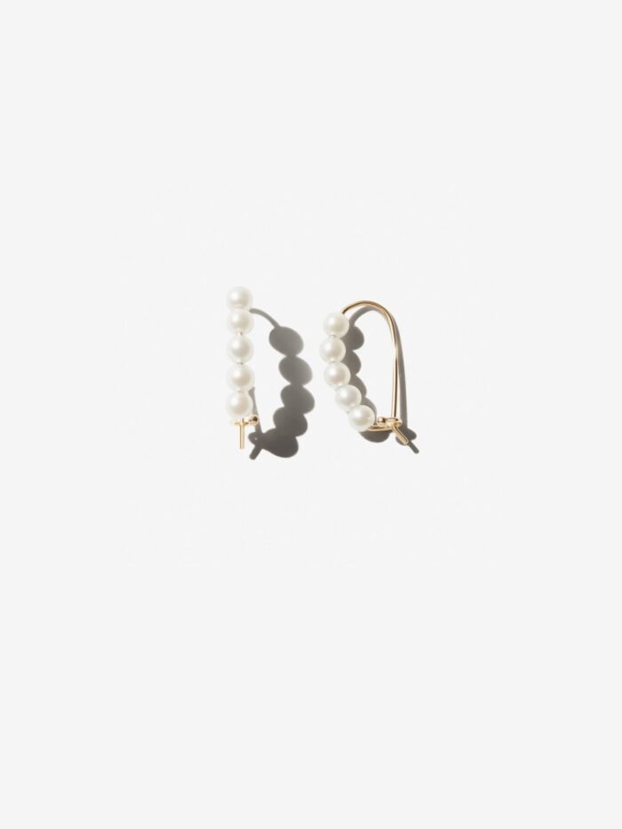 Sea of Beauty. Small Pearl Safety Pin Earrings - 图片 1