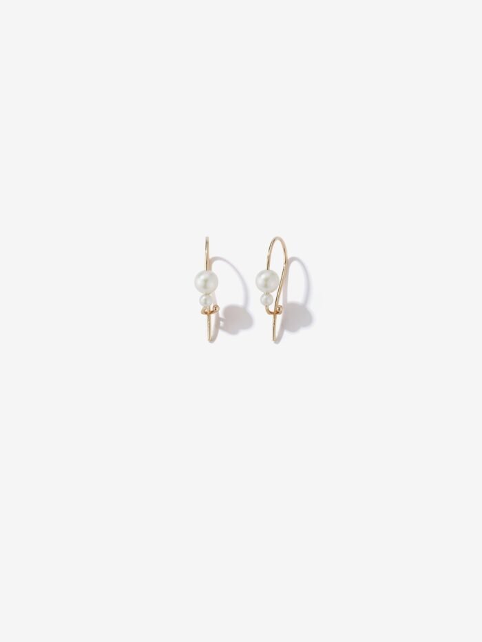 Akoya Pearl Diamond Bar Earrings - 图片 1
