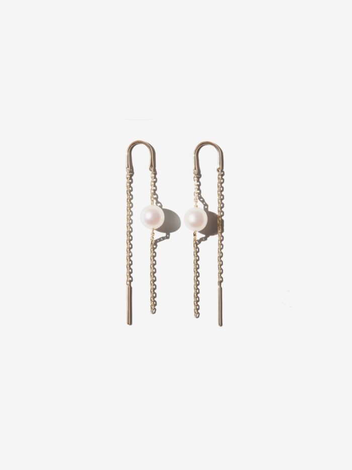 Sea of Beauty. Thread Thru Pearl Slider Earring - 图片 1